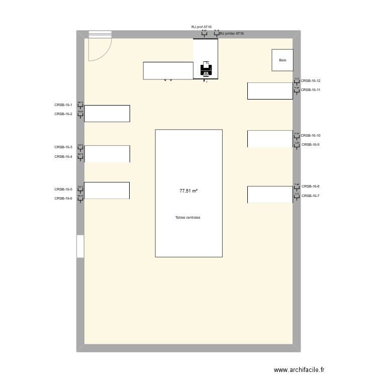 Schéma architectural AT16. Plan de 1 pièce et 78 m2