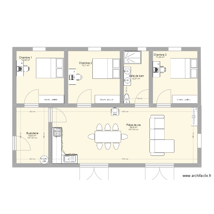 Maison en bois LOFT. Plan de 6 pièces et 90 m2