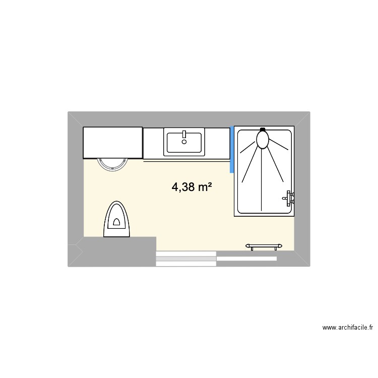 Walk-in Bathroom. Plan de 1 pièce et 4 m2