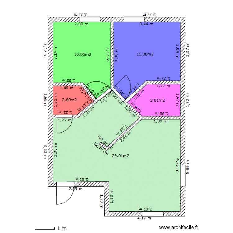 médical Plan 5 pièces 57 m2 dessiné par thierryhaa