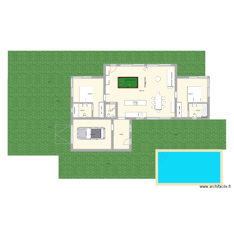 Plan maison. Plan de 8 pièces et 123 m2