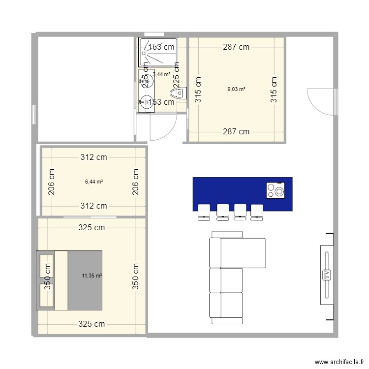 MAISON MG. Plan de 4 pièces et 30 m2