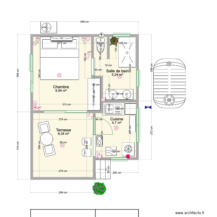 BGLW 28,25 m2. Plan de 4 pièces et 28 m2