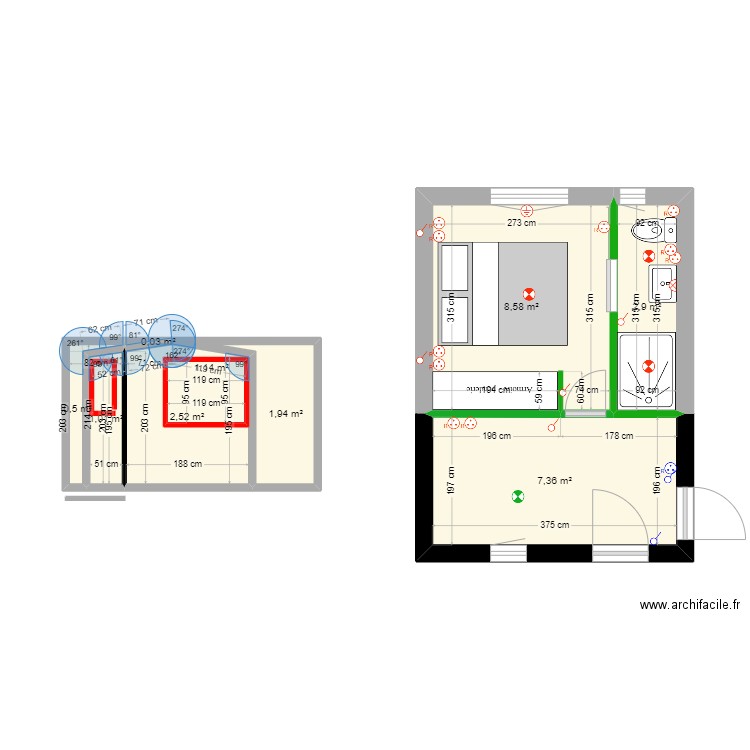 LRP (Love Room Project). Plan de 9 pièces et 27 m2