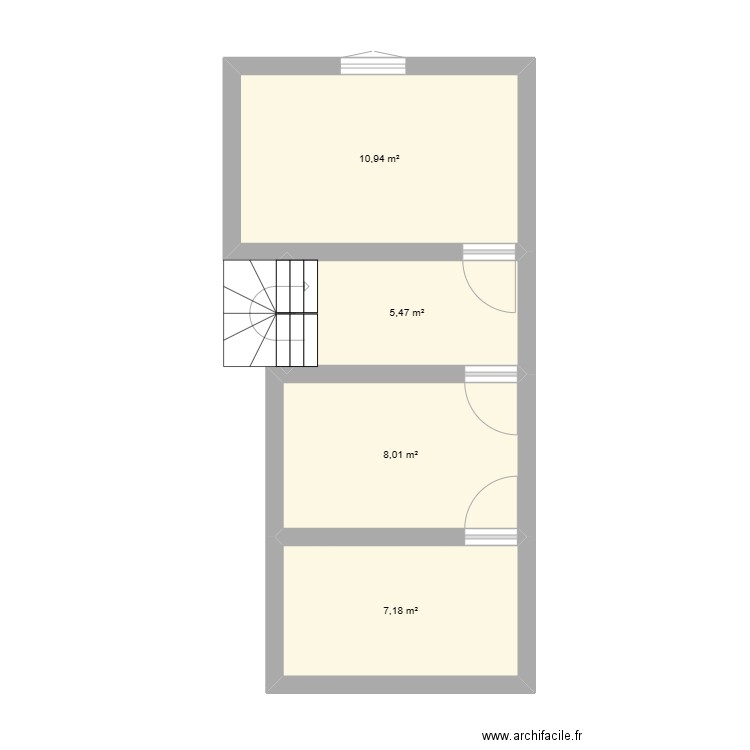 1er étage. Plan de 4 pièces et 32 m2