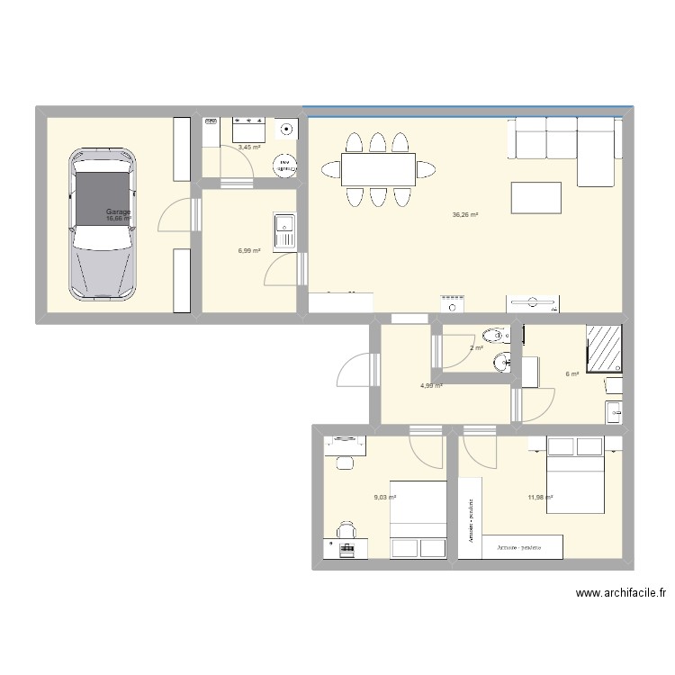 Maison 2. Plan de 9 pièces et 97 m2