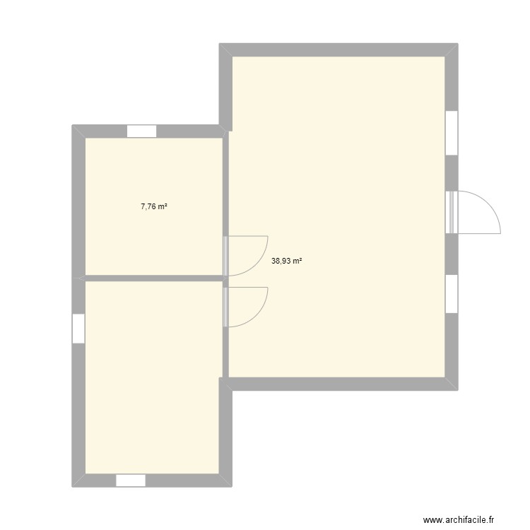 Four Rez de Chaussée. Plan de 2 pièces et 47 m2