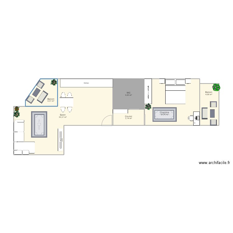 Appartement Basel. Plan de 6 pièces et 65 m2