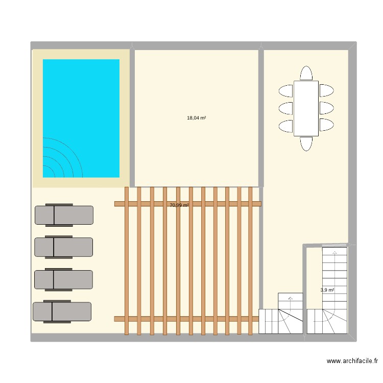 riad Kasbah 2 terrasse. Plan de 3 pièces et 93 m2