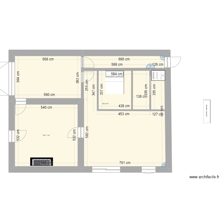 GARAGE 2. Plan de 2 pièces et 113 m2