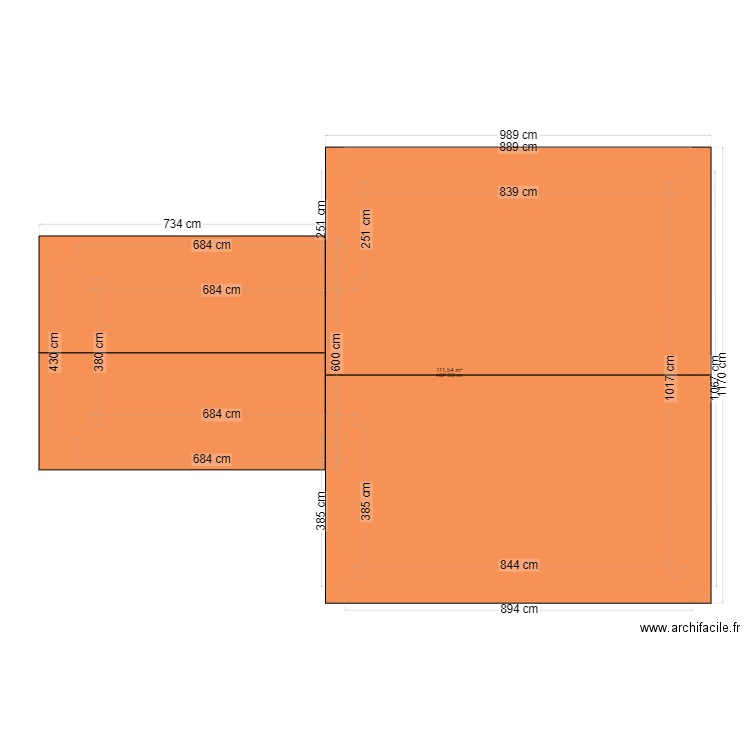 PLAN FONS. Plan de 1 pièce et 112 m2