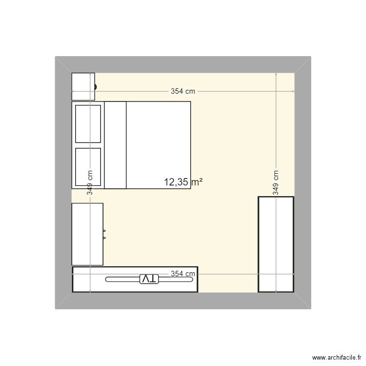 Plan Célia 2. Plan de 1 pièce et 12 m2