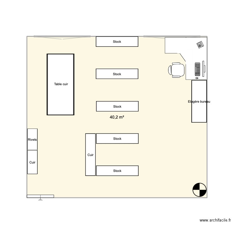 Mezzanine Facto 4. Plan de 1 pièce et 40 m2
