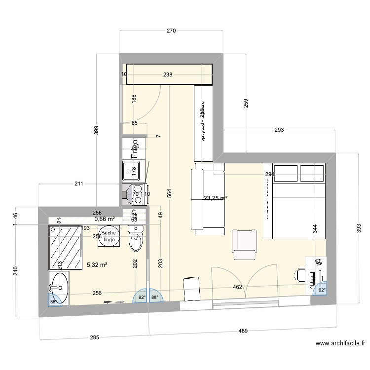 Appartement Le Perreux sur Marne. Plan de 3 pièces et 29 m2