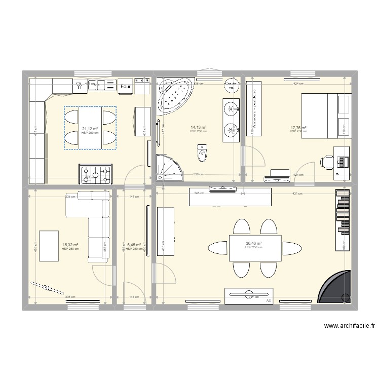 Maison_1. Plan de 6 pièces et 111 m2