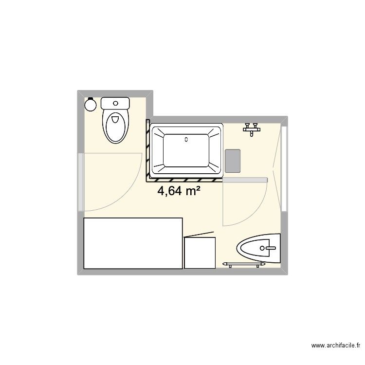 Plan salle de bain taille réelle. Plan de 1 pièce et 5 m2
