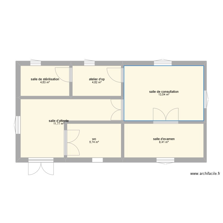 cabinet de podologie en 6 1 Plan 6 pièces 49 m2 dessiné par orianeDU78