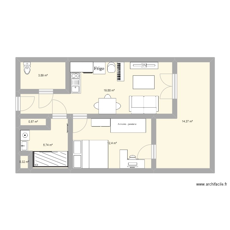 estimation appartement. Plan de 7 pièces et 57 m2
