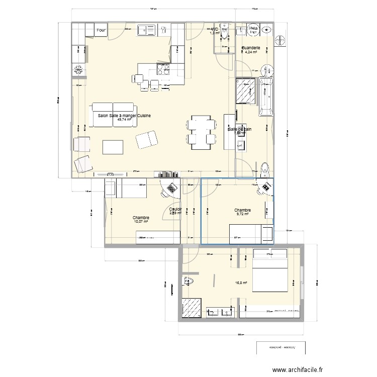 Projet maison St Aub4. Plan de 8 pièces et 105 m2