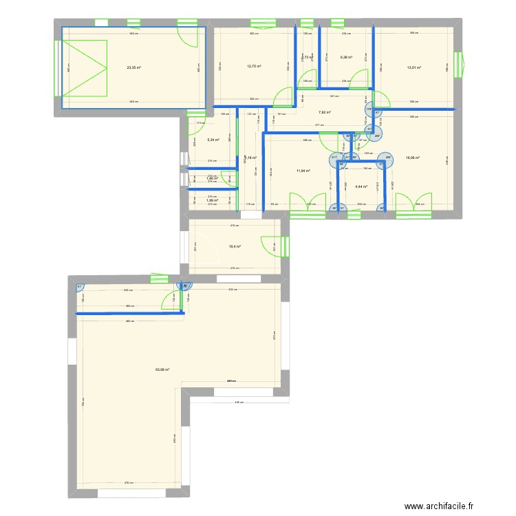 PLAN MAS DE LONDRES INTERIEUR. Plan de 15 pièces et 187 m2