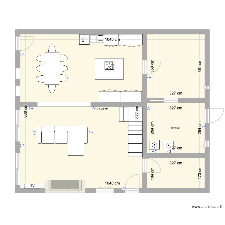RDV Maison MERVENT. Plan de 2 pièces et 86 m2
