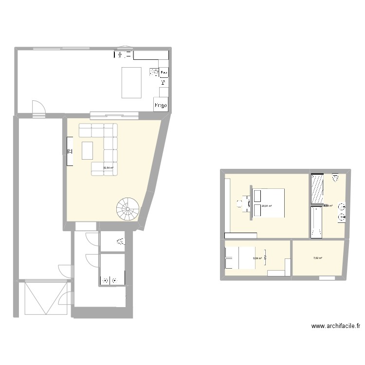 Maison ZOZO actuelle. Plan de 5 pièces et 78 m2