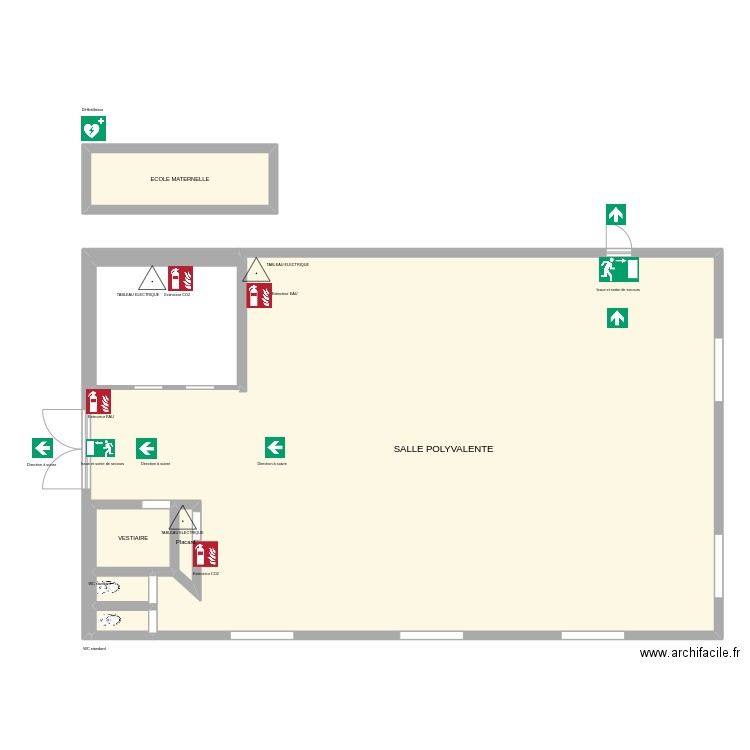 Plan évacuation salle des fêtes St Etienne de Boulogne. Plan de 7 pièces et 217 m2