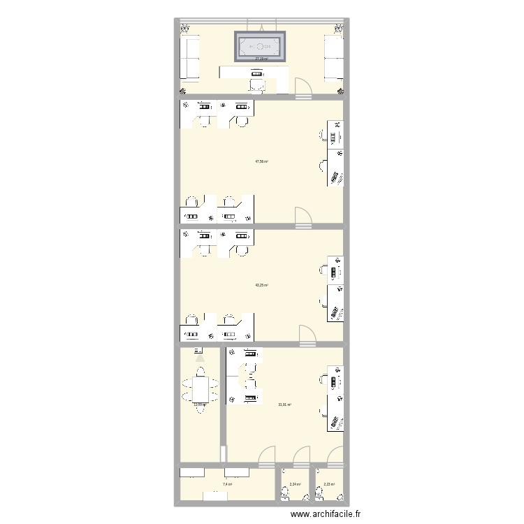 oficina sintesis Plan 8 pièces 173 m2 dessiné par JCaso