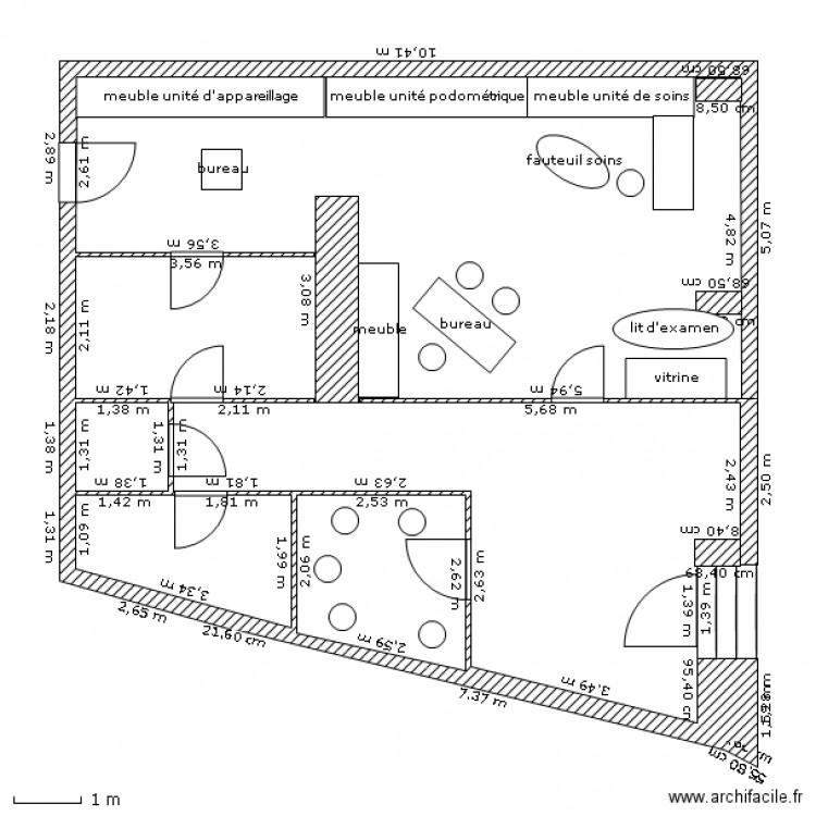 cabinet de podologie Plan 1 pièce 4 m2 dessiné par podo1939