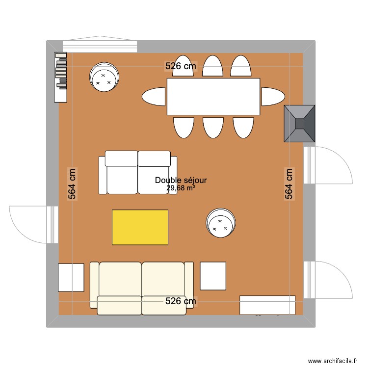 Salon cote verriere2. Plan de 1 pièce et 30 m2