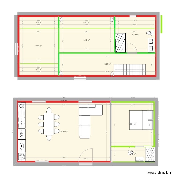 etage. Plan de 12 pièces et 107 m2
