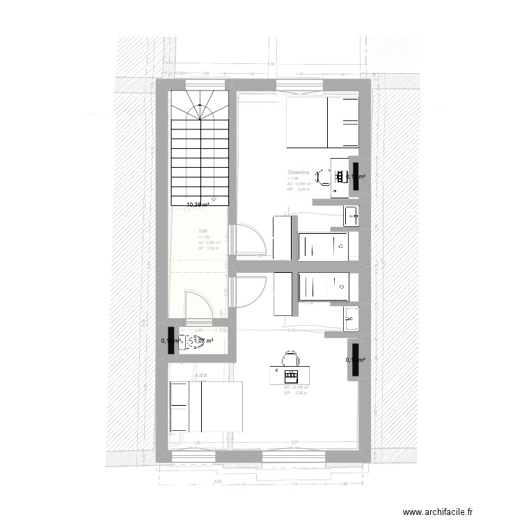St Gilles Chee Woo 229 - 3ieme etage option 2 SDB continues. Plan de 5 pièces et 12 m2
