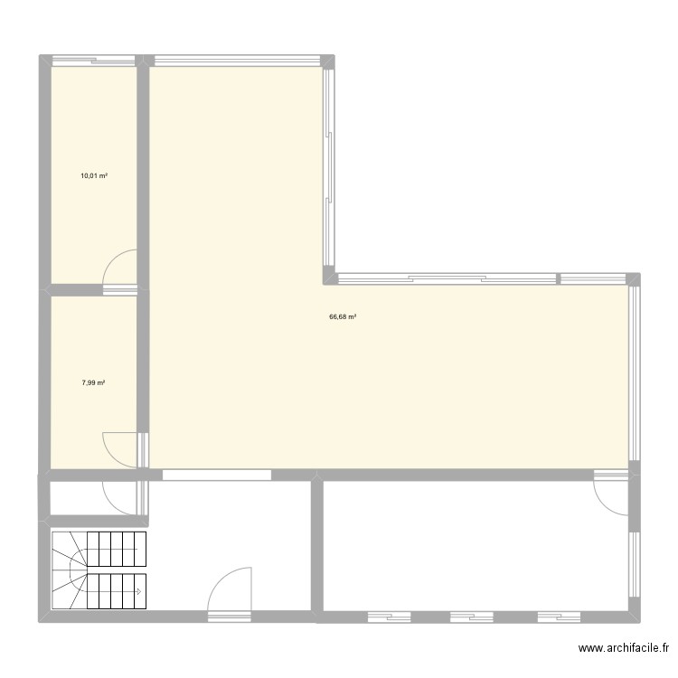 Maison en L. Plan de 3 pièces et 85 m2