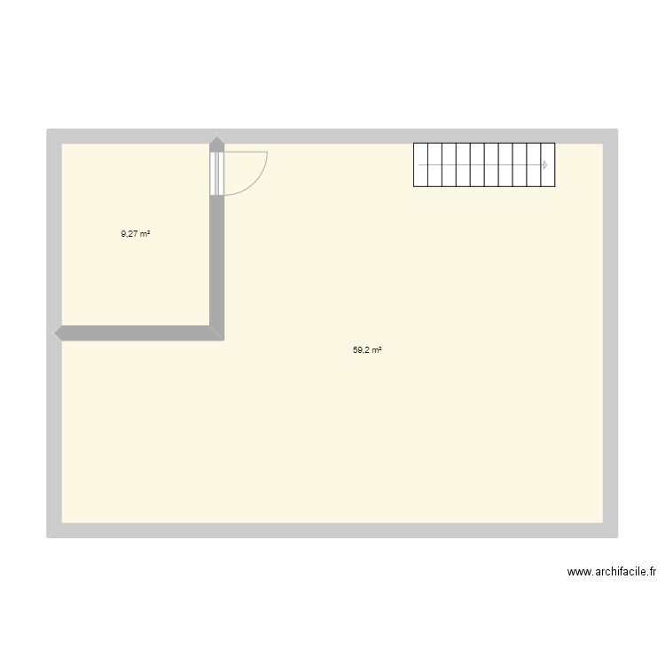 chambre h hp. Plan de 2 pièces et 68 m2