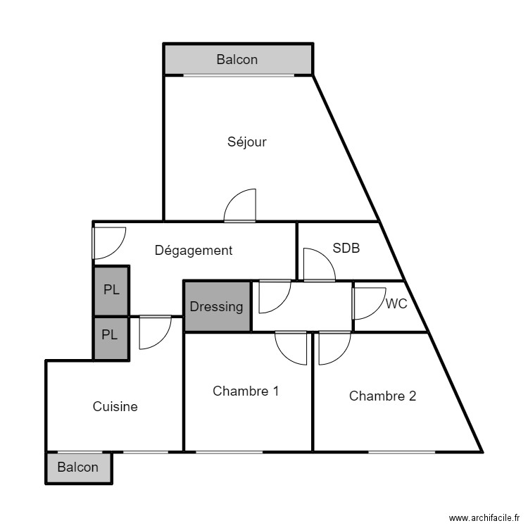 Plan CHABAS. Plan de 13 pièces et 58 m2