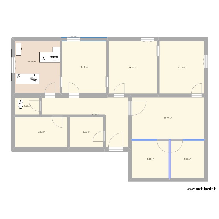 Bureau AEC option 2. Plan de 11 pièces et 120 m2