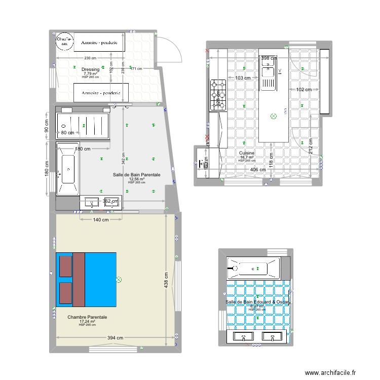 Chantier CHATEAU V2. Plan de 6 pièces et 61 m2