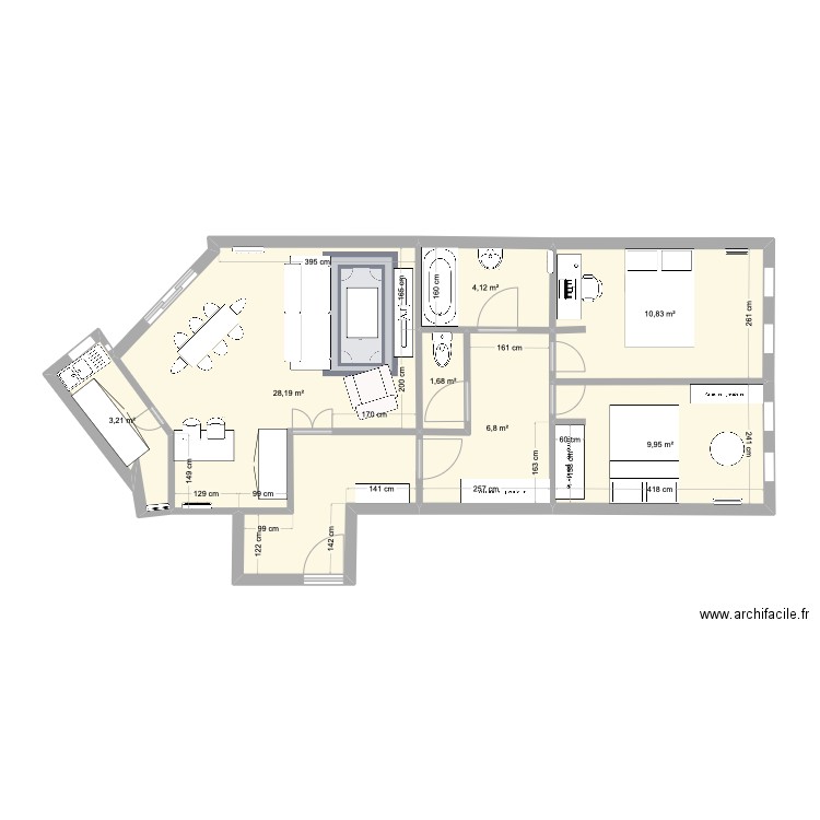 Appartement Presqu'ile habitat . Plan de 7 pièces et 65 m2