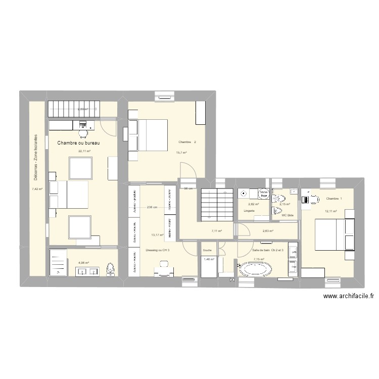 Maison 1 Etage ST THEGONNEC  2. Plan de 13 pièces et 101 m2