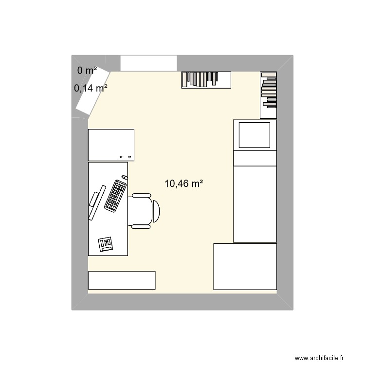chambre v1. Plan de 3 pièces et 11 m2