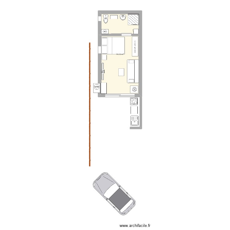 Garage 1. Plan de 1 pièce et 19 m2