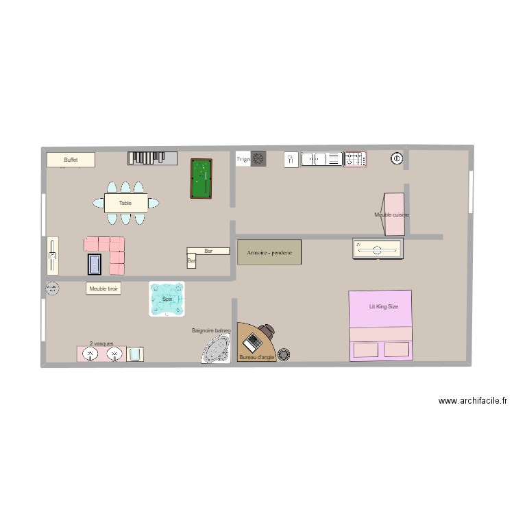 Plan Appartement. Plan de 1 pièce et 49 m2