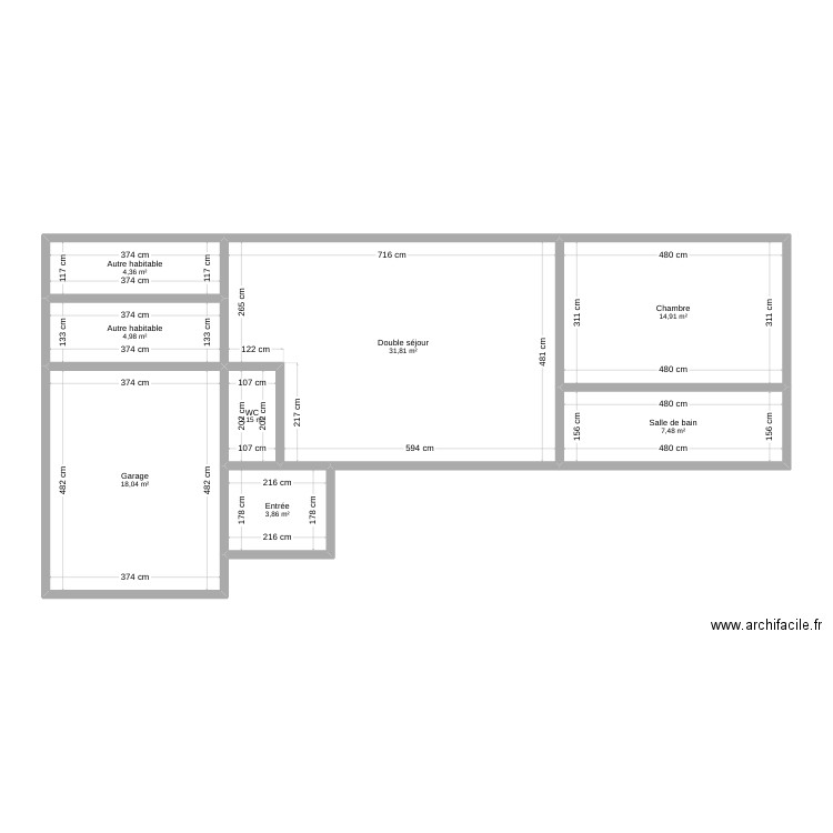 Maison. Plan de 8 pièces et 88 m2