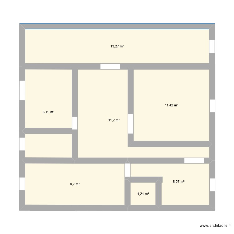 etage. Plan de 7 pièces et 59 m2