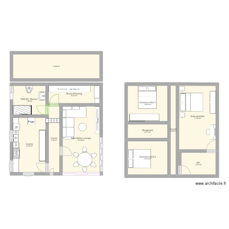 Msn de Djerba. Plan de 12 pièces et 119 m2