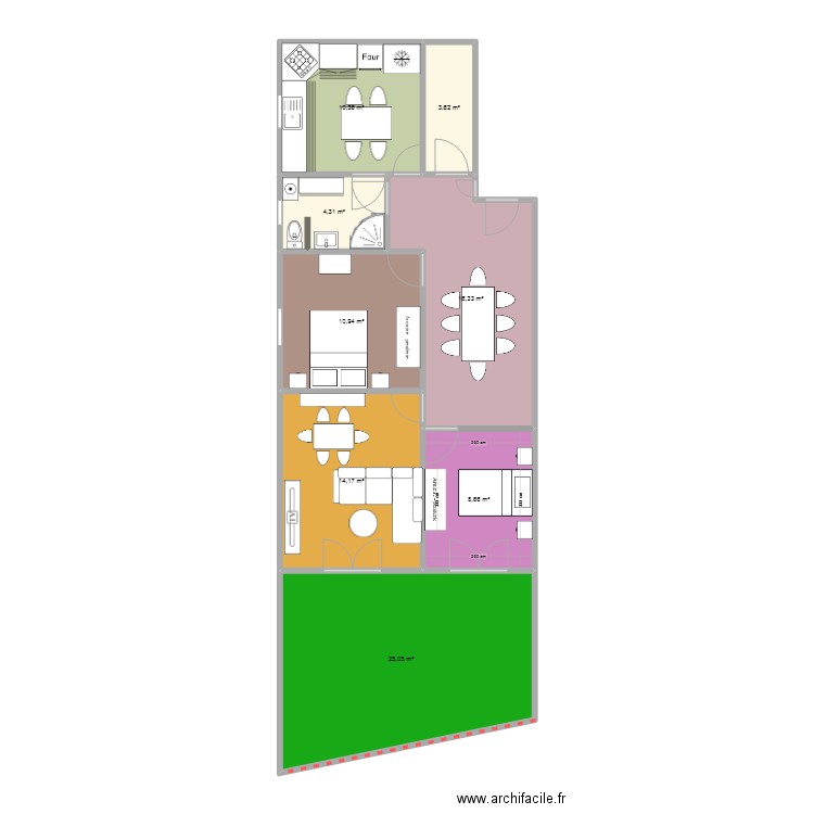 Maison Papa. Plan de 8 pièces et 93 m2