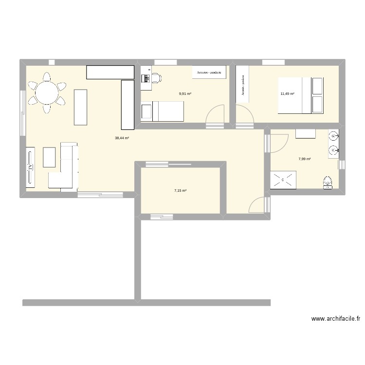 Maison en Bois plan 1. Plan de 5 pièces et 75 m2
