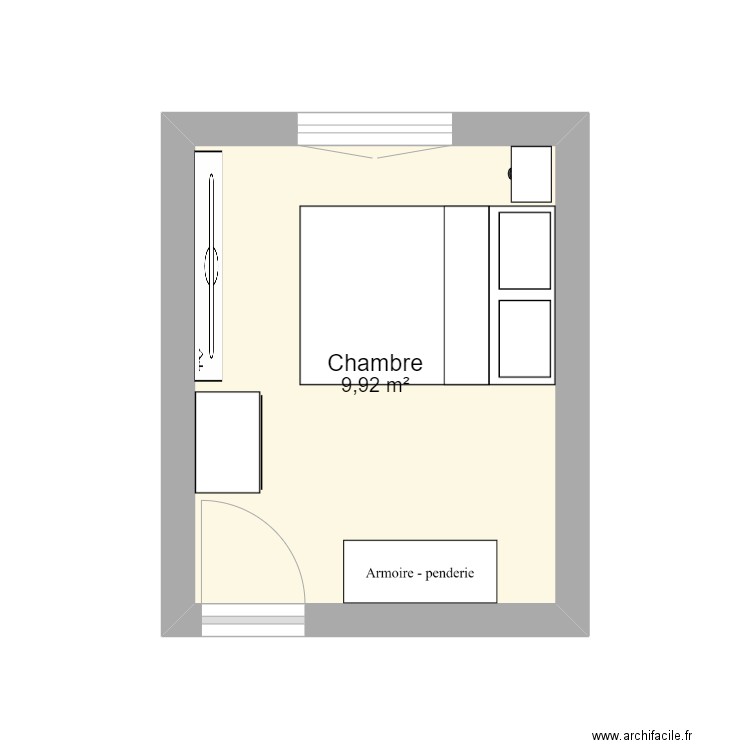 CHAMBRE CLARA. Plan de 1 pièce et 10 m2