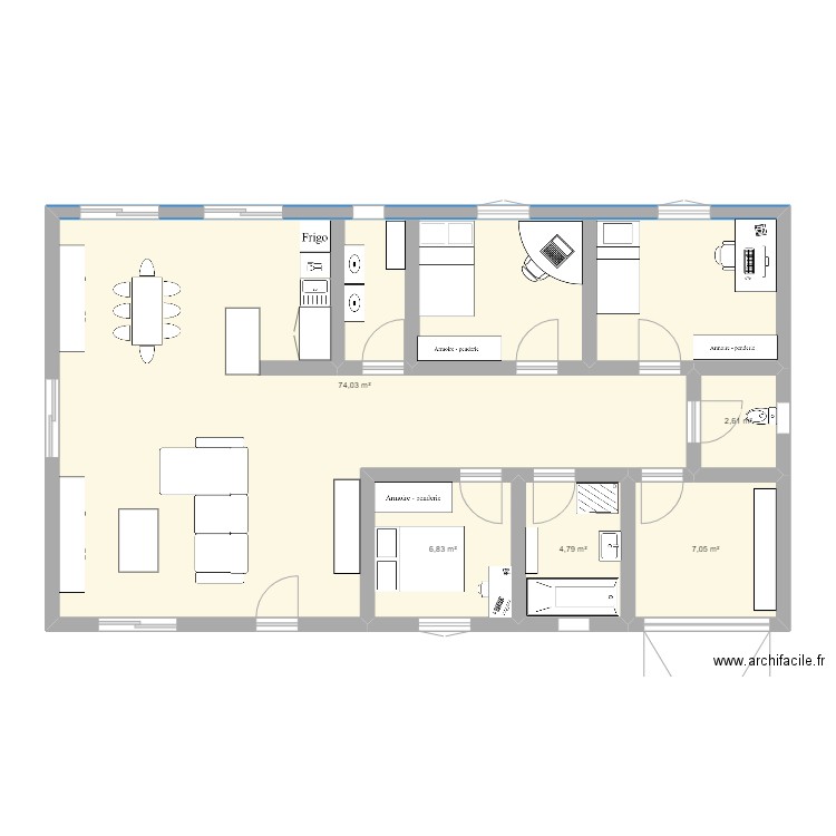Maison. Plan de 5 pièces et 95 m2