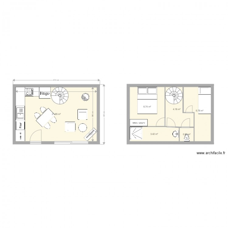 studio 50m2. Plan de 0 pièce et 0 m2